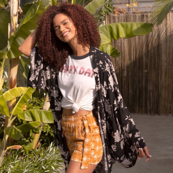 Spiritual Gangster Accessories - Spiritual Gangster | Floral Kimono Tie Front Wrap